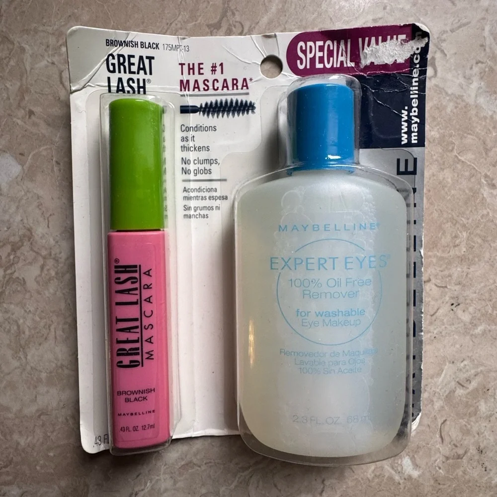 Maybelline Great Lash Mascara Brownish Black Expert Eyes 100% Oil Free Remover